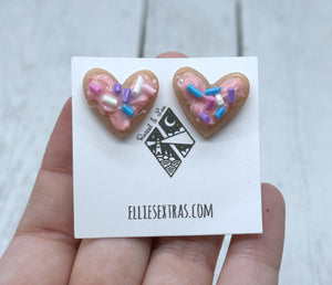 Heart sugar cookie stud earrings