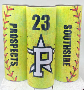 Custom softball 20oz skinny tumbler