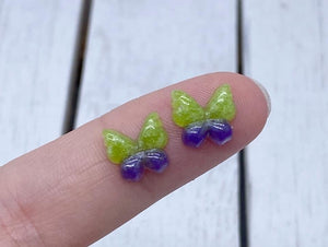 Purple and green butterfly earrings