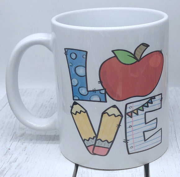 Customized LOVE Teacher coffee mug