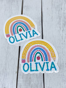 Pencil rainbow personalized name sticker