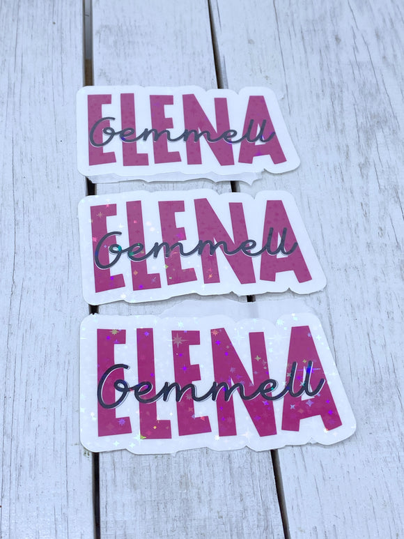 Hot pink personalized name sticker