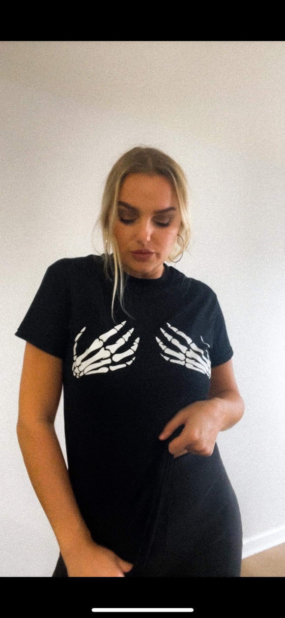 Skeleton hands t shirt