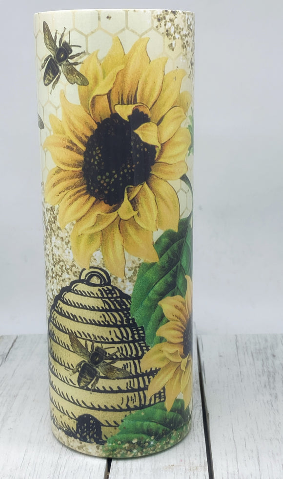 Beehive and sunflowers 20oz skinny tumbler