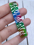 Rainbow tiger glow in the dark stripes resin clip