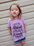 Attitude t shirt shown on lavender