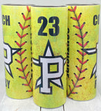 Custom softball 20oz skinny tumbler