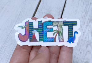 Dinosaur personalized name sticker