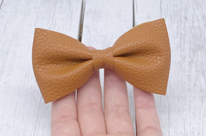 Tan leather bow tie