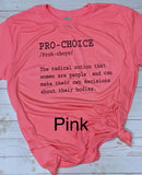 Pro choice tee shirt shown on heather seafoam green