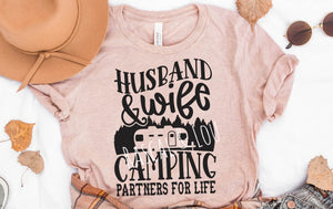 Husband and wife camping partners for life tee shirt