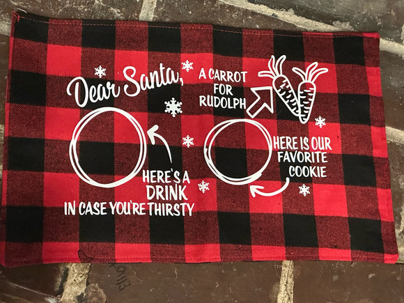 Buffalo plaid Santa Mat