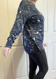 Navy paint splatter sweater