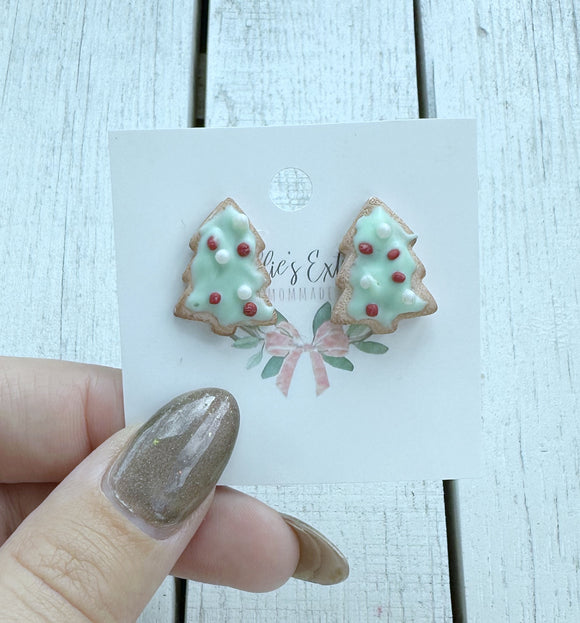 Sugar cookie Christmas Tree stud earrings