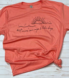 Boat Waves T Shirt, shown on Heather Coral