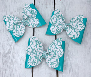 teal awareness ribbon McKinnon bow