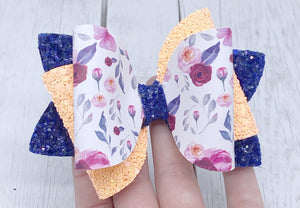 Navy floral McKenna bow